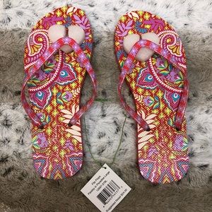 Vera Bradley Red Paisley Flip Flops Size 9